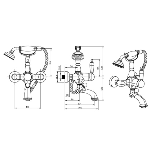 Смеситель для ванны Boheme Medici Ripresa бронза - фото 2