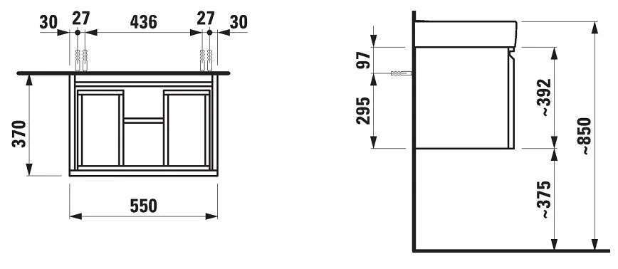 Тумба под раковину подвесная Laufen Pro 47 см белая матовая, подвесная, пристенная - фото 4