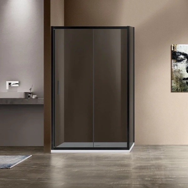 Душевой уголок Vincea Garda 120х90 см профиль черный, стекло тонированное - фото 1