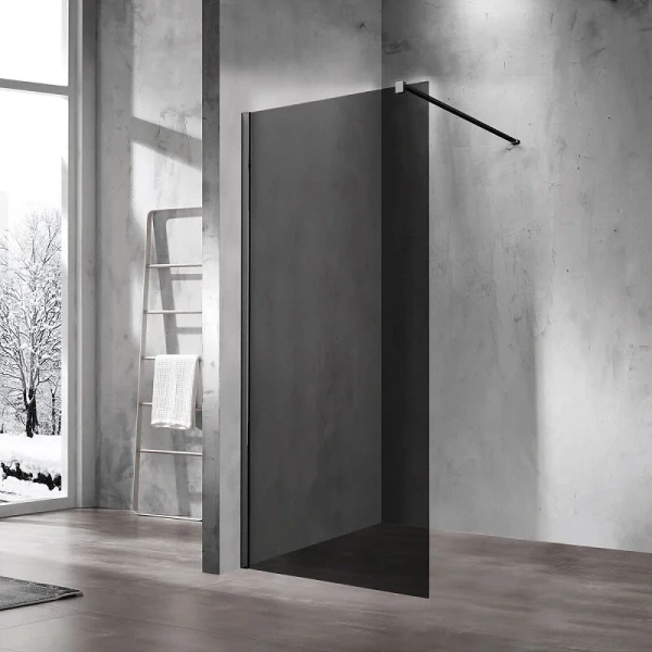 Душевая перегородка Vincea Walk-in 100 см черная стекло тонированное - фото 1