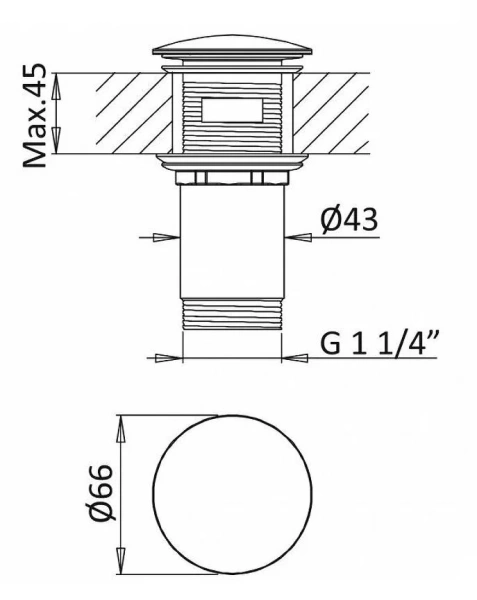 Донный клапан Cezares CZR черный матовый, в наличии - фото 2