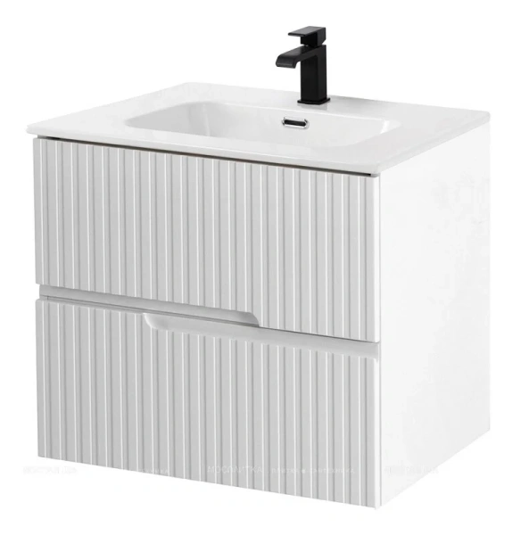 Тумба под раковину подвесная Cezares Duet 70 см Bianco Lucido, современная, hi-tech - фото 3