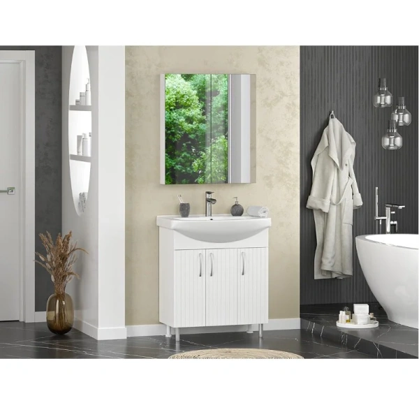 Тумба под раковину напольная Misty Изео 75 см белая - фото 3