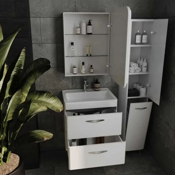 Тумба под раковину подвесная Style Line Каре 60 см белая, окрашенные - фото 9