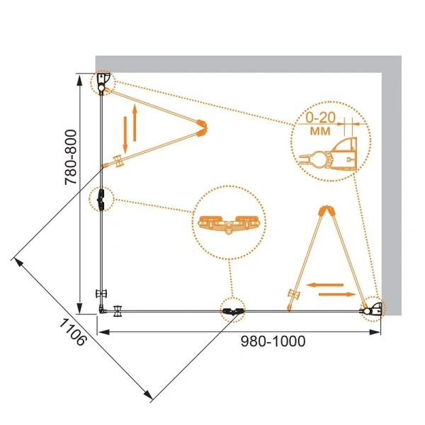 Душевой уголок Cezares Elena 80x100 см стекло прозрачное - фото 2