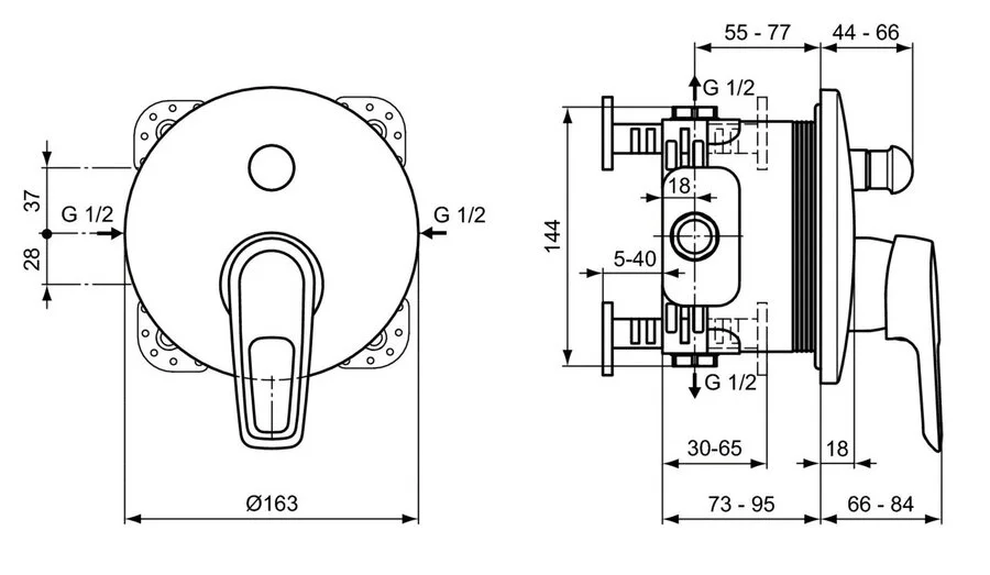 Смеситель для душа Ideal Standard Ceramix Blue A5664AA с внутренней частью - фото 2
