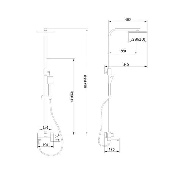 Душевая стойка Abber Daheim сатин, современные, hi-tech - фото 2