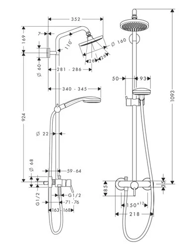Душевая стойка Hansgrohe Croma хром - фото 4