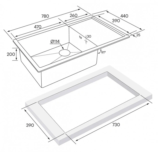 Мойка для кухни Paulmark Wing 78 см брашированное золото, врезные - фото 2