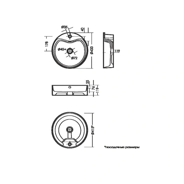 Раковина Sanita Luxe Best 43 см белая - фото 2
