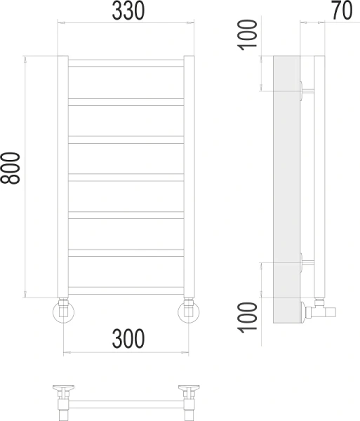 Полотенцесушитель водяной Terminus Контур П7 30х80 см хром - фото 2