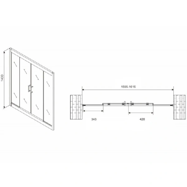 Шторка для ванны Abber Schwarzer Diamant AG57160 160x140 см раздвижная - фото 2