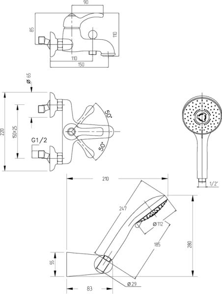 Смеситель для ванны Migliore Grazia 296 с ручным душем - фото 4