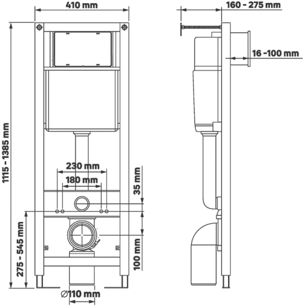 Унитаз с инсталляцией BERGES Okus клавиша хром глянец, нет в наличии index_4 - фото 15