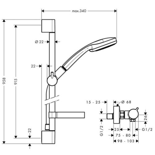 Душевая система Hansgrohe Croma 100 27085000 - фото 4