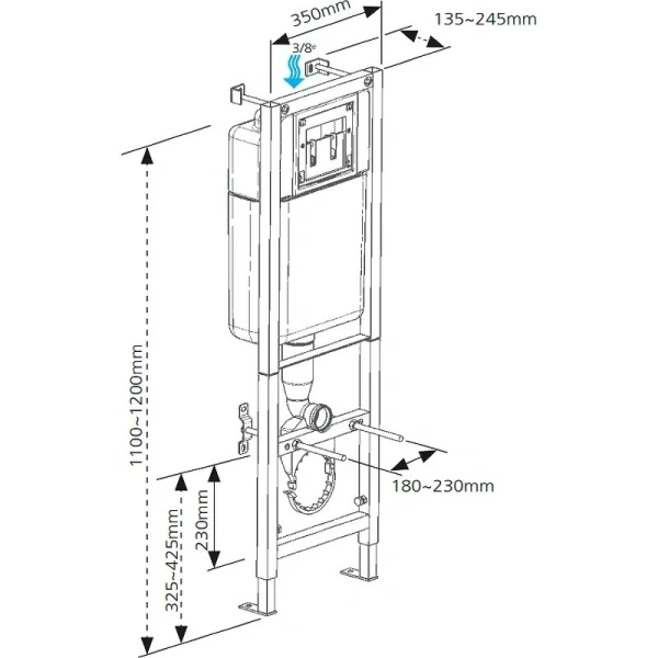 Инсталляция для унитаза Cersanit Black с кнопкой хром глянец - фото 3