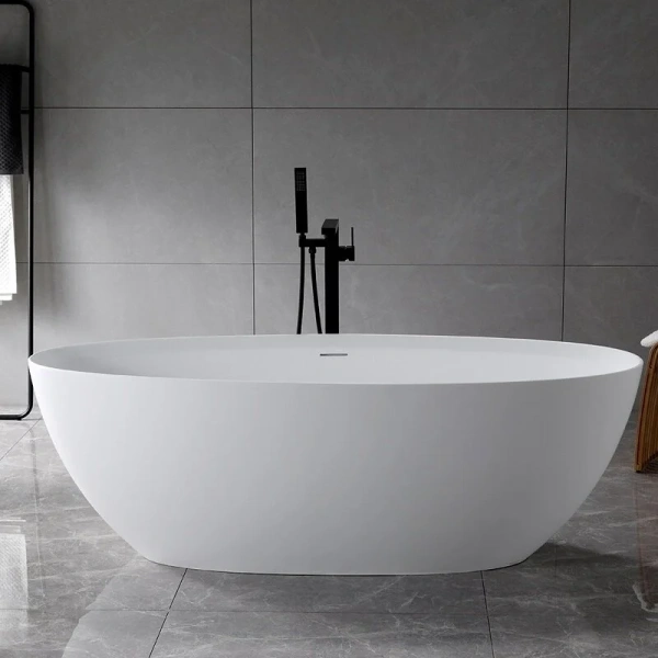 Ванна из искусственного камня Vincea VBT-4S01MW, 170 x 76 см, слив-перелив в комплекте, белый матовый - фото 3