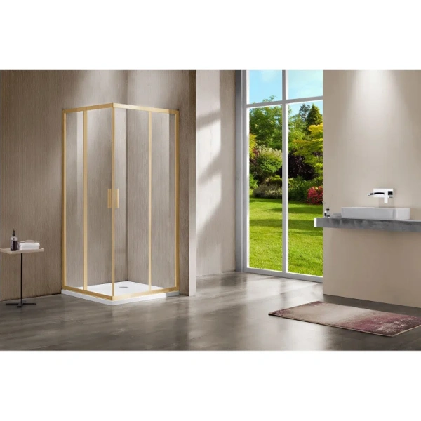 Душевой уголок Vincea Garda 120х90 см брашированное золото стекло прозрачное, золото - фото 4