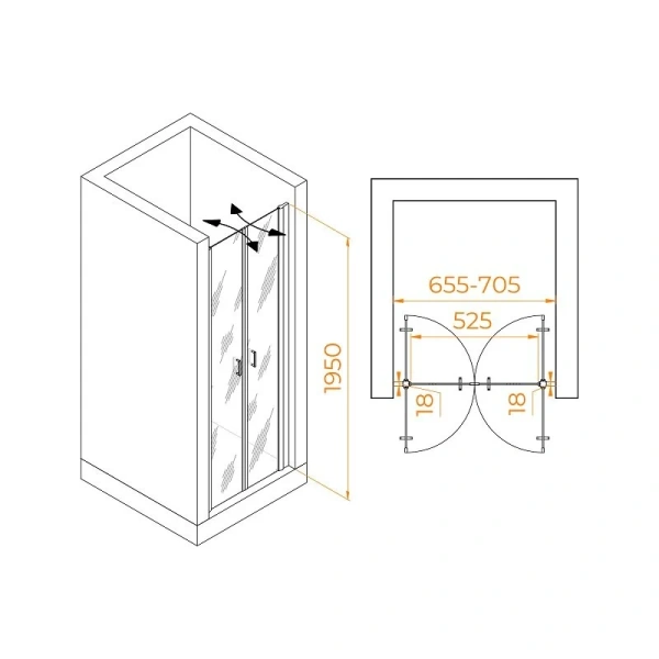 Душевая дверь в нишу RGW Passage PA-104 060810407-1 70 см распашная - фото 2