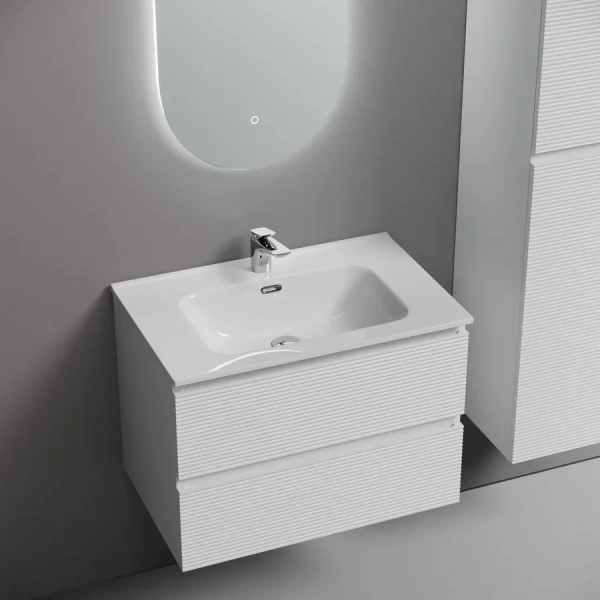 Тумба под раковину подвесная Sancos Folk 70 см белая, моноблок - фото 5