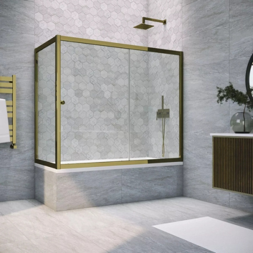 Душевая шторка на ванную стекло прозрачное Vegas-glass ZV+ZVF 150х70 01 - фото 1