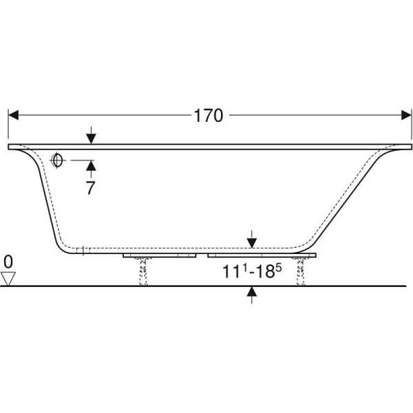 Ванна акриловая Geberit Renova Plan R/L, 170 х 105 см, белая, без гидромассажа - фото 5