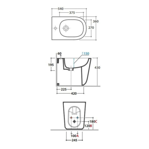 Биде напольное Globo Lalita белое - фото 3