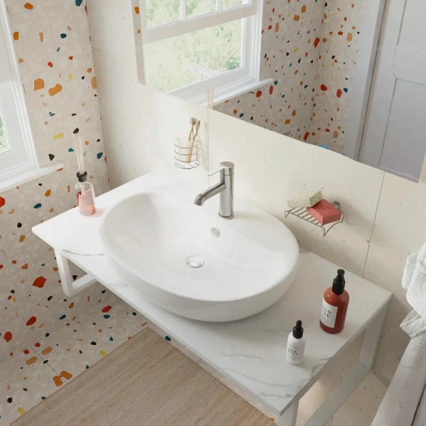 Раковина Brevita Doppio 60 см белая, накладные (на столешницу) - фото 3