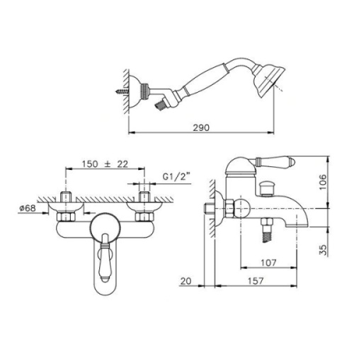 Смеситель для ванны Nicolazzi Cinquanta 3401 - фото 3