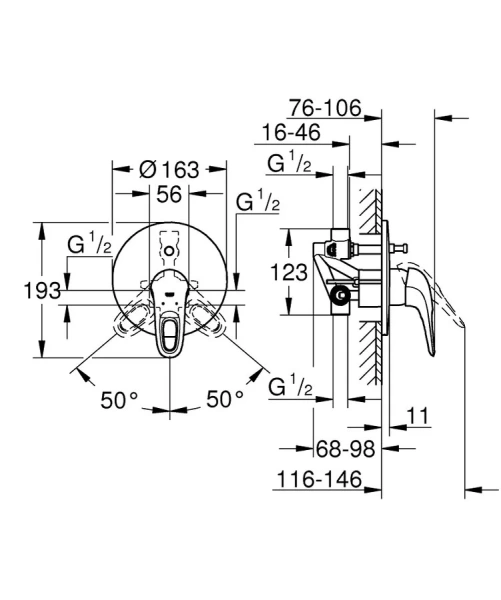 Смеситель для ванны встраиваемый Grohe Eurostyle New 33637003 - фото 2