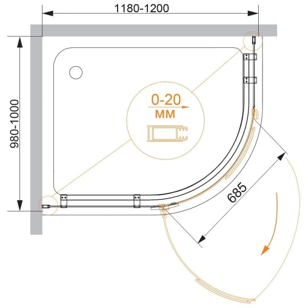 Душевой уголок Cezares Bergamo 120х100 см правосторонний - фото 2