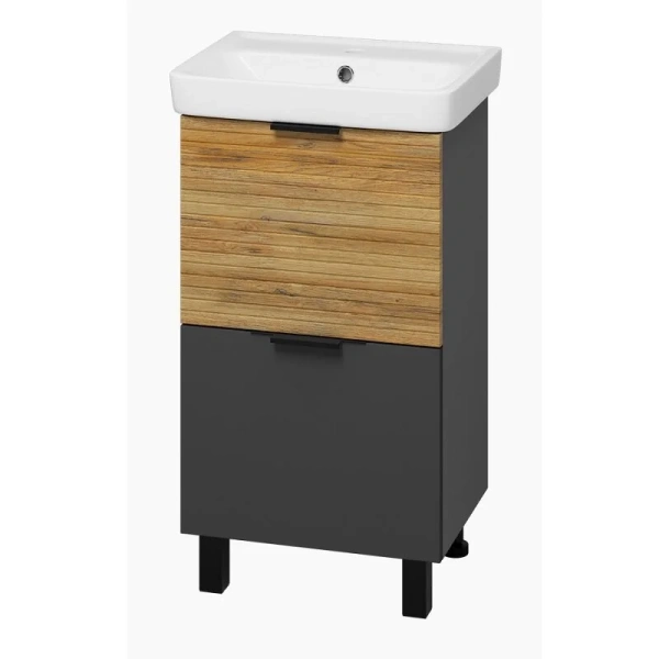 Тумба под раковину напольная Misty Форест 50 см дуб Вотан/антрацит, моноблок - фото 5
