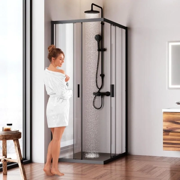 Душевой уголок Am.Pm Gem 100x80 см профиль черный - фото 4