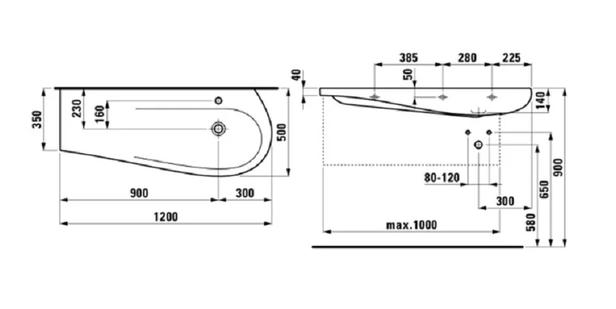 Раковина Laufen Ilbagnoalessi One 120 см белая с покрытием LCC - фото 2