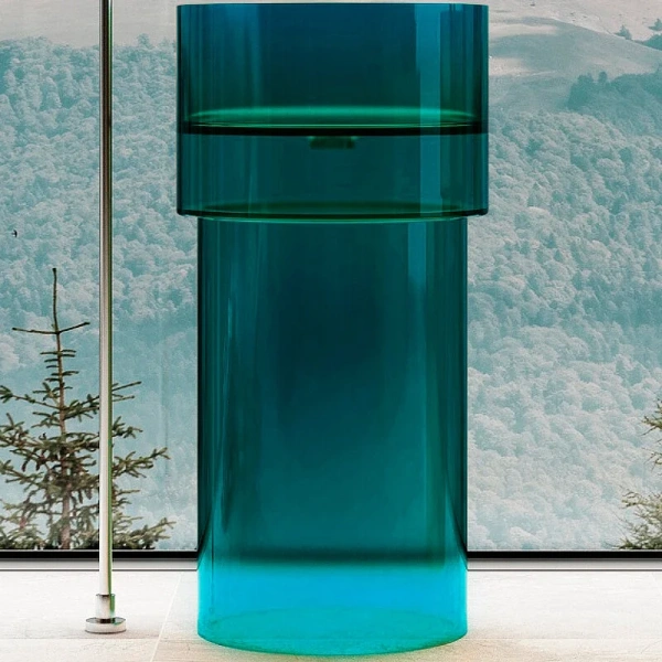 Раковина напольная Abber Kristall AT2701-H 45 см прозрачная, круглой формы, моноблок - фото 5