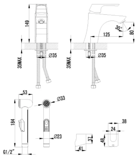 Смеситель для раковины с гигиеническим душем Lemark Unit LM4516C - фото 2