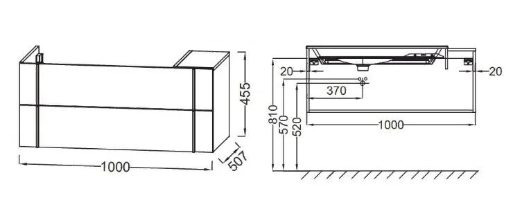 Тумба с раковиной Jacob Delafon Nouvelle Vague EB3031-G1C 100 см с ящиками, 100 см - фото 6