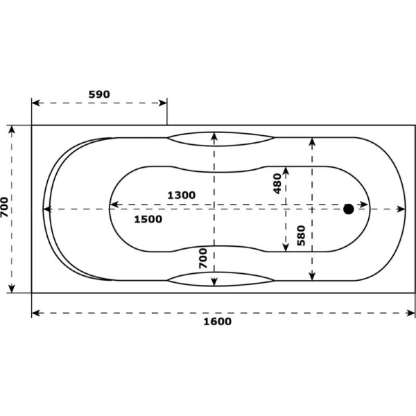 Ванна акриловая Diwo Ярославль 160 x 70 см, с ножками, цвет белый, 333192/333194 - фото 2