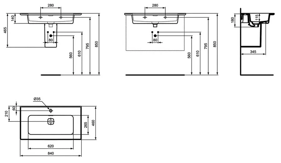 Раковина Ideal Standard Strada II 84 см прямоугольная - фото 2