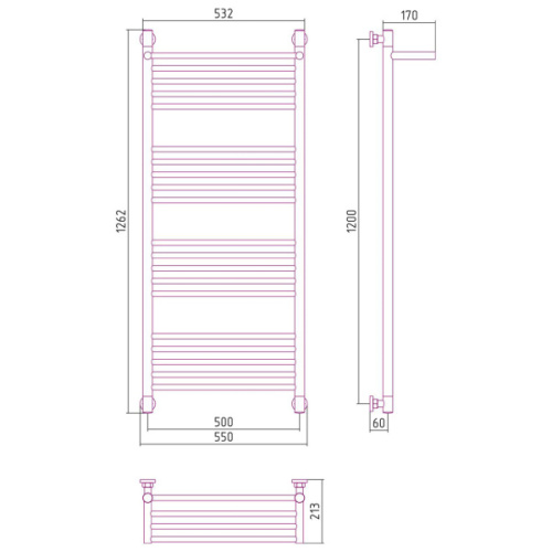 Полотенцесушитель водяной Сунержа Богема+ 50x120 см другие цветовые решения - фото 3