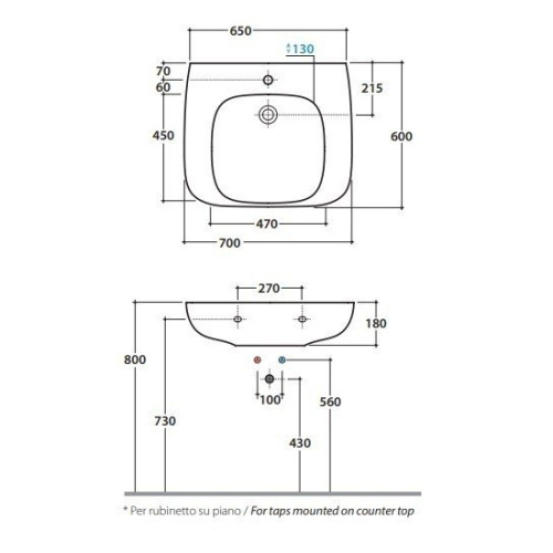 Раковина для инвалидов Globo Argento GEA70 - фото 3