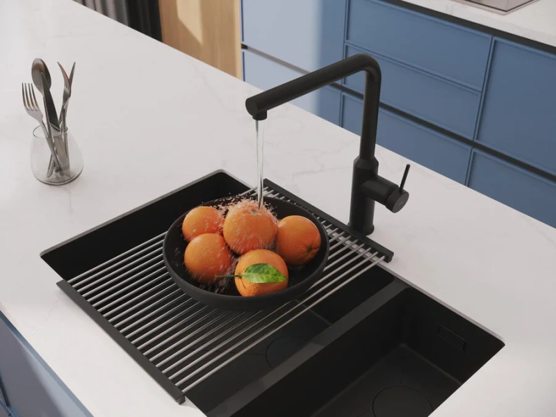Смеситель для кухни Cersanit Flavis черный матовый, с поворотным изливом, с длинным изливом - фото 7
