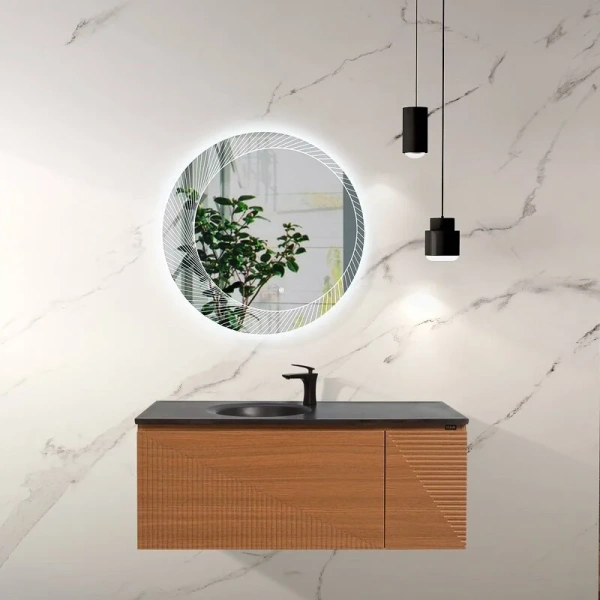 Тумба с раковиной подвесная Black&White Universe 120 см коричневая - фото 1