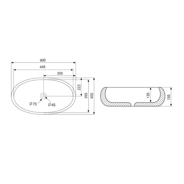 Раковина Abber Bequem 60 см белая матовая, современные, hi-tech - фото 2