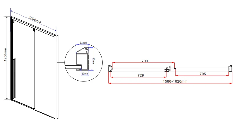 Душевая дверь в нишу Vincea Lugano 160 см хром - фото 2
