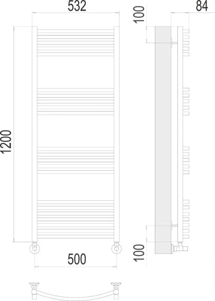 Полотенцесушитель водяной Terminus Классик П22 50х120 см нижнее подключение - фото 2