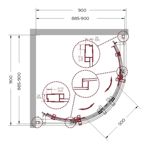 Душевой уголок BelBagno Marino 90x90 см профиль хром - фото 2