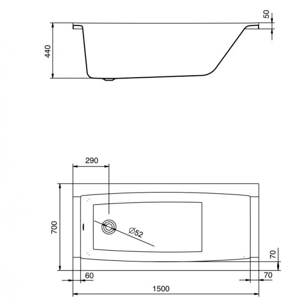Ванна акриловая Santek Санторини 1.WH30.2.497, 150 х 70 см, прямоугольная, белая - фото 4