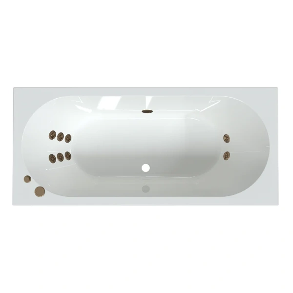 Акриловая ванна Радомир Вальс 1-01-4-0-1-194К, 190 x 90 см, каркас, фронтальный экран, сифон, слив-перелив автомат в комплекте, белая/бронза, 190 см - фото 9