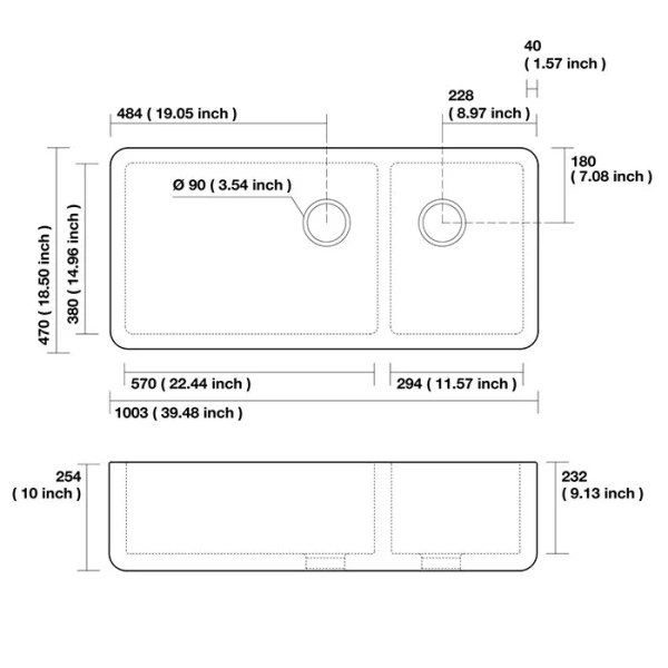 Мойка для кухни Kerasan Hannah 100 см белая - фото 2